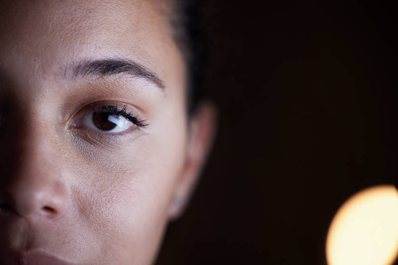 Close-up of a face to show eye movements related to NLP studies